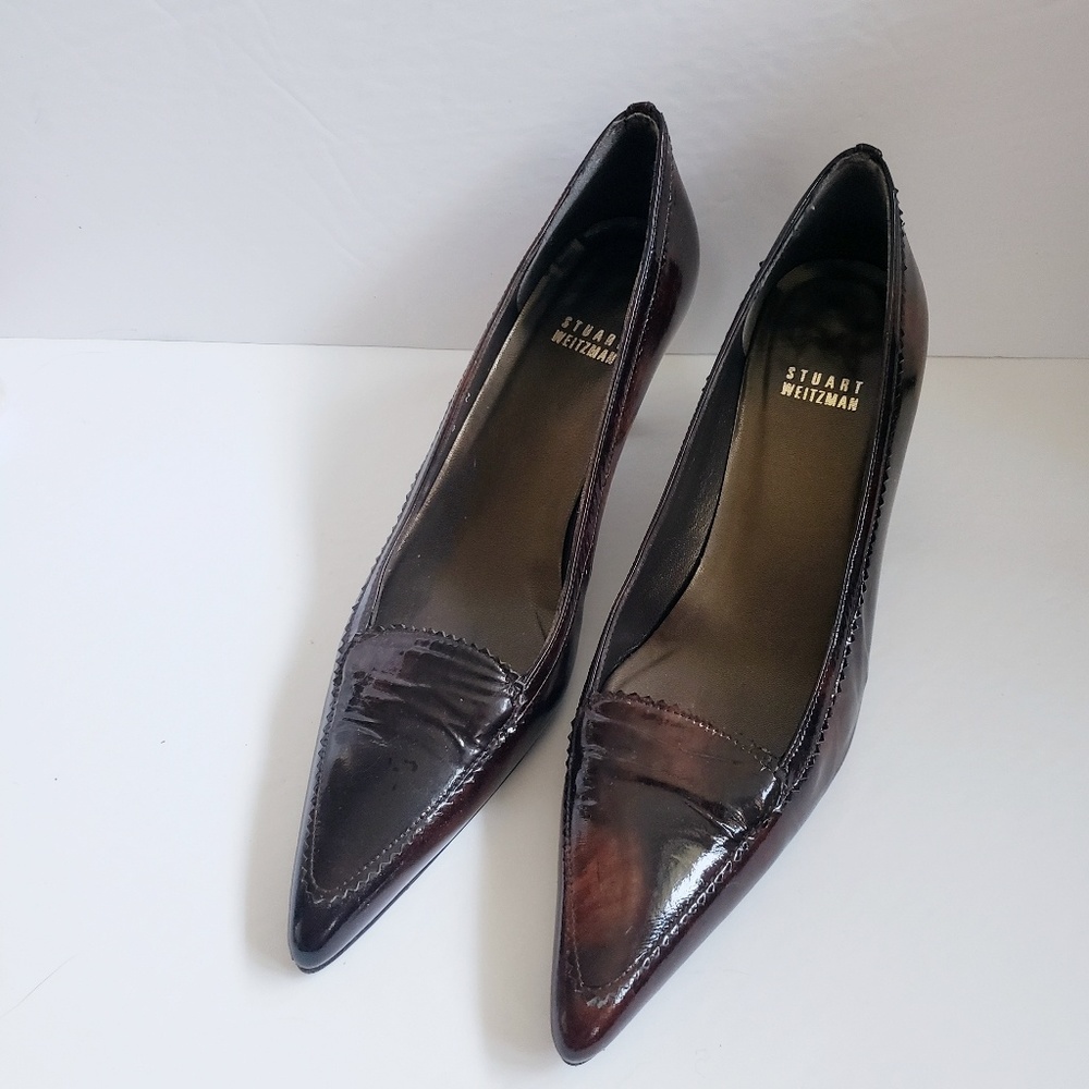 Stuart Weitzman Tortoise Brown Kitten Heel Size 8